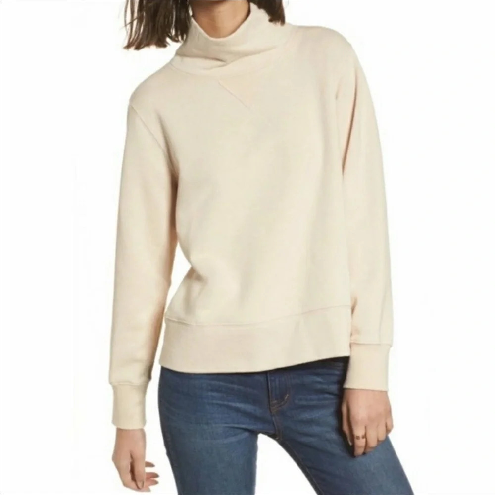 Madewell Cream 100% Cotton Pullover Turtleneck Sweatshirt Size XS NWT